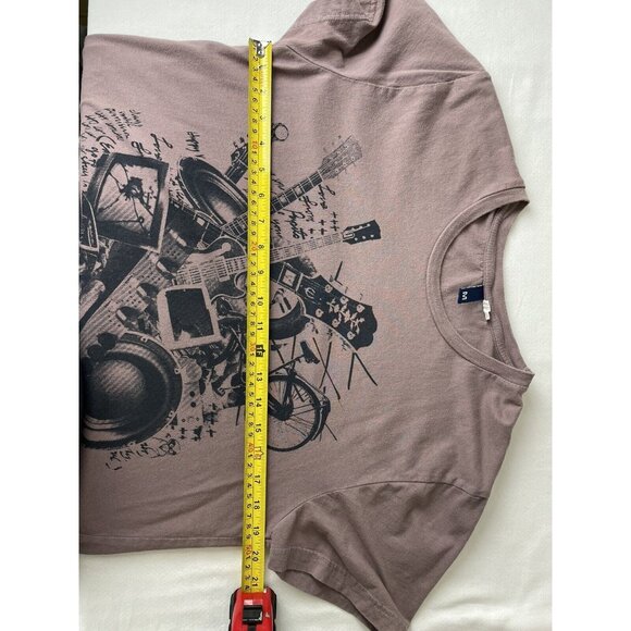 H&M Tshirt Mens Size M Dusty Purple Guitars Bikes Cars Graffiti - Picture 11 of 12